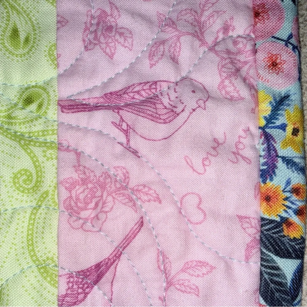 Handmade Patchwork Floral Baby Girl Quilt